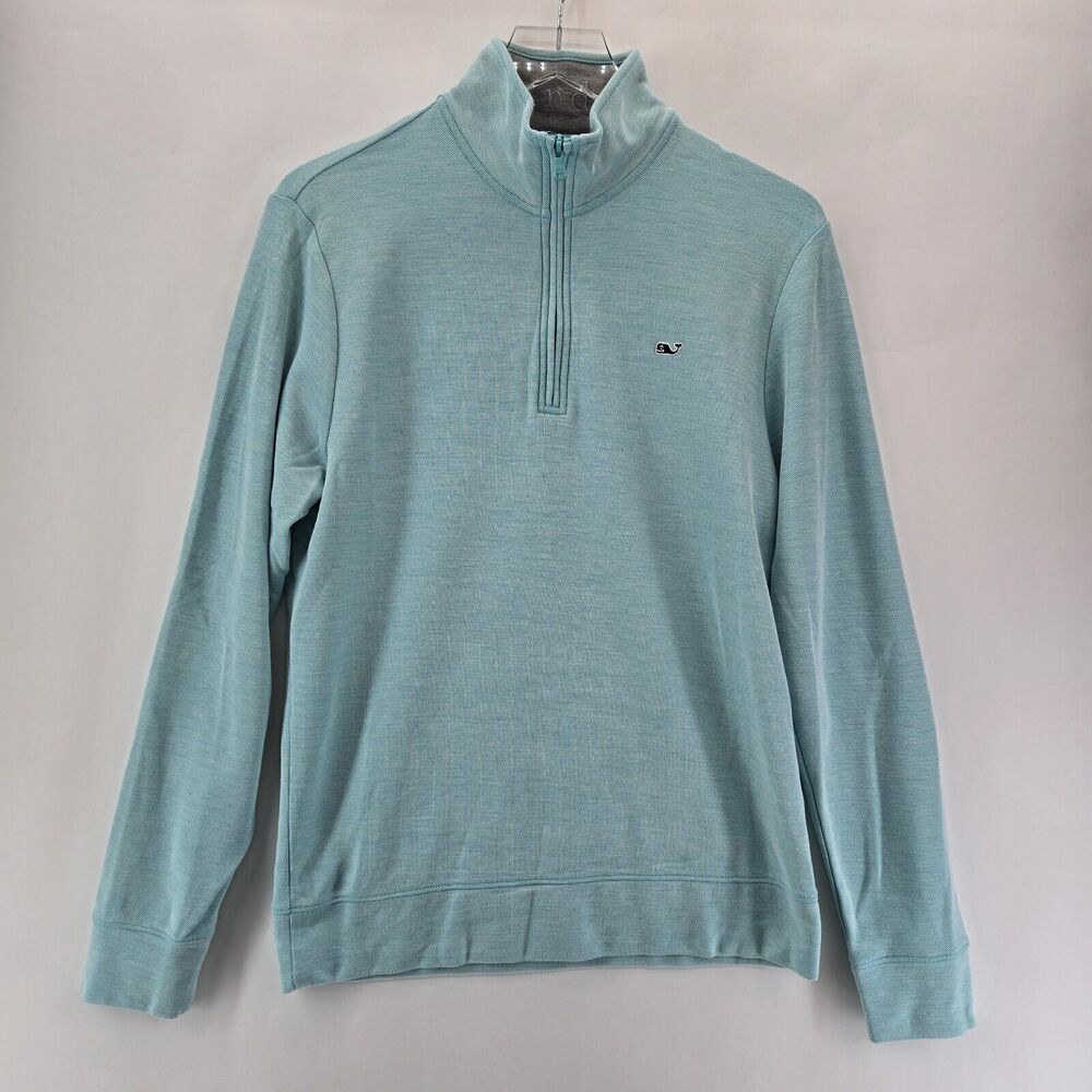 Vineyard Vines Mock Neck Sweater Mens Small Sea Foam Green 100% Pima Cotton Prep
